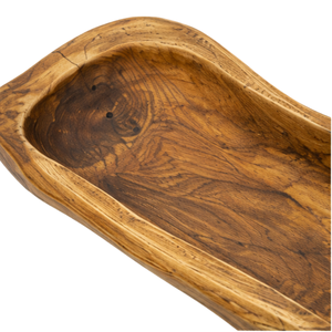 Bol en bois de teck rustique ARTERRA Premium, sculpté à la main, long bol à pâte, centre de table de luxe pour table à manger - Product Image 4