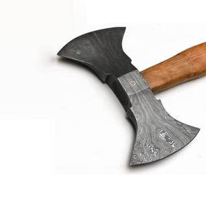 Hacha de doble cabeza de acero de Damasco hecha a mano de grado DIY de Steel Craft International con mango de madera de fresno de 4 pulgadas - Product Image 2