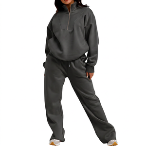 Conjunto Deportivo de Dos Piezas para Mujer, Estilo Urbano, Casual, Transpirable, de Poliéster/Algodón, con Parches Vintage, para Otoño - Product Image 3