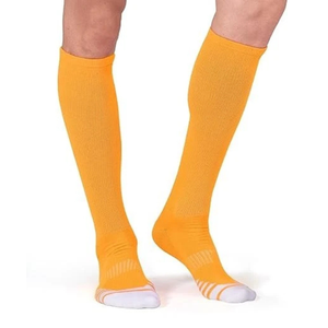 Yellow <b>Knee</b> <b>High</b> Socks Solid Color Knitted Regular Style Breathable Soccer Football Socks for Adults - Product Image 3