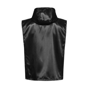 Premium Quality Black Satin Boxing Jacket Full Zip Sleeveless Ring Robe Professional <b>Boxer</b> Vest Custom Fighter Gear - Product Image 2