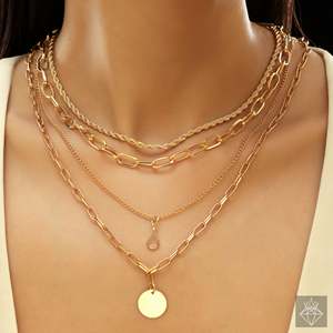 PRAO Collar de cadena en capas antideslustre chapado en oro Accesorio de moda - Product Image 4