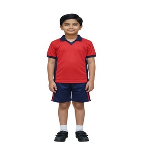 Uniforme Escolar para Niños de Primaria, Conjunto de Camiseta Polo y Pantalones Cortos de Algodón de Alta Calidad con Logotipo Personalizado, Diseño de Bloques de Color Amarillo y Gris - Product Image 4