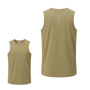 เสื้อกล้ามกีฬาผู้ชายสีกากีถักแบบสั่งทำพิเศษ ขายส่ง ผ้ายืดสแปนเด็กซ์/โพลีเอสเตอร์ แห้งเร็ว ระบายอากาศได้ดี เหมาะสำหรับออกกำลังกาย วิ่ง และสวมใส่ลำลอง - Product Image 1
