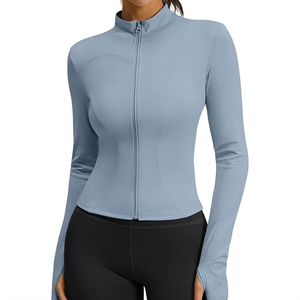 <b>Yoga</b> <b>Jacket</b> with Side Pockets Women's Regular Zip up Kangaroo Pocket Button Lightweight Stretch Gym Running Wear - Product Image 1