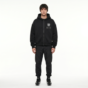 Sudadera con capucha extragrande y corte holgado para hombre, con cremallera completa, 280 g/m², chenilla cepillada, estilo Techwear y Streetwear, con parche OEM personalizado, de gran gramaje. - Product Image 1