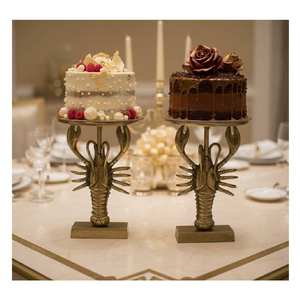 Base para Pastel de Alta Calidad con Diseño de Langosta, de Aluminio Fundido, Moderna, con Acabado en Latón, Novedad, para Mesa de Comedor, Decoración para Bodas y Aniversarios - Product Image 4