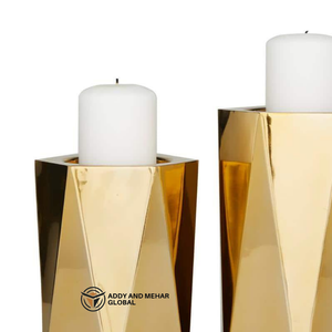 เชิงเทียนทรงเรขาคณิตสีทองหรูหรา ทำจากเรซิ่นรักษ์โลก เหมาะสำหรับตกแต่งบ้าน โรงแรม งานอีเว้นท์ คริสต์มาส และวันวาเลนไทน์ - Product Image 3