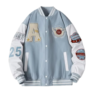 Custom Hip Hop Varsity Jacket Vintage Embroidered Letterman Baseball Jacket Unisex Streetwear <b>Coat</b> - Product Image 3