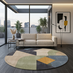 <b>Round</b> <b>Carpet</b> for Living Room Handmade Geometric Hand Tufted Wool Area Rug Modern Custom Designer <b>Round</b> <b>Carpet</b> Home - Product Image 1