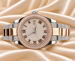 Reloj de Cuarzo con Moissanita de Lujo Raj Gems para Mujer, Caja de Acero Inoxidable, Correa de 20 mm, Números Romanos, 3 BAR, 1 Año de Garantía, Analógico - Product Image 6