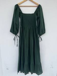 Vestido maxi de algodón puro para mujer y niña, estampado de bloque indio, informal, fiesta de noche de verano, moda, nueva venta al por mayor, botón largo Natural - Product Image 3
