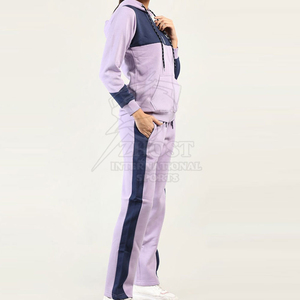 <b>Women</b> Winter Hoodie <b>Jogger</b> Set Color Block Zip up Tracksuit Casual Sportswear 100% Cotton Breathable <b>Fleece</b> Custom Logo - Product Image 2