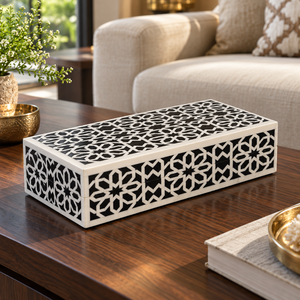 Caja de Almacenamiento Cuadrada de Resina Hecha a Mano, Mosaico Geométrico Azul, Cierre Magnético, Color y Tamaño Personalizables, OEM/ODM Disponible - Product Image 2