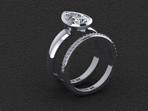 Elegant Gold Silver Ladies <b>Ring</b> With Oval And Round Cut 1.80 CTS Moissanite CVD Colour Stone <b>CZ</b> EGL VVS2 D VS1 Jewelry - Product Image 3