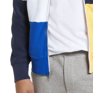 Sweat à capuche zippé pour homme avec logo personnalisable, poches kangourou, manches longues et poignets côtelés pour un ajustement décontracté, color block. - Product Image 5