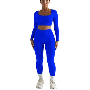Women's 2 Piece Yoga Square <b>Crop</b> Mid Waist Breathable Lace <b>Leggings</b> Full Length Solid Black Activewear - Product Image 3