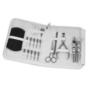 Hair Extension Tools Kit with Wire Loop Threader Small & <b>Large</b> Salon Clips Flat <b>Bead</b> Crimper plier Hair Gripper Small Scissor - Product Image 1