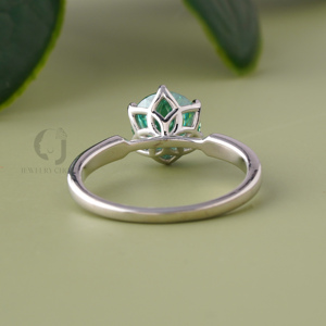 Vintage Antique Style Green Moissanite <b>Solitaire</b> <b>Ring</b> Portuguese Cut Engagement <b>Ring</b> Rose Gold Color Handmade Wedding Band Gift - Product Image 4