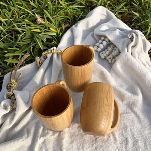 Tazas de Agua de Madera de Caucho al por Mayor con Asa, Tazas y Platillos para Té - Product Image 3