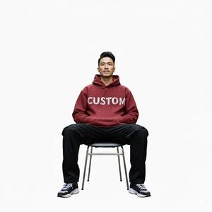 Sweat-shirt à capuche personnalisé pour homme, coupe-vent, imperméable, en polaire, polyester/coton, délavé à l'acide, pull d'hiver à manches classiques - Product Image 4