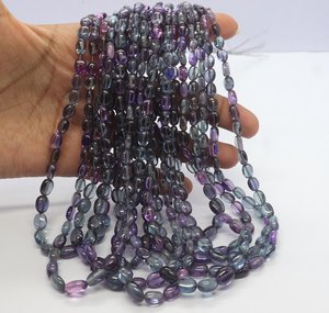 Perles ovales lisses en Alexandrite rare 5x7-6x8 MM, perles de pierre précieuse Alexandrite, 16 pouces, perles ovales Alexandrite pour la fabrication de bijoux en gros - Product Image 1