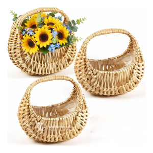 Panier à fleurs en rotin avec poignée, paniers de rangement en osier petits et grands pour la décoration intérieure et les cadeaux - Product Image 2