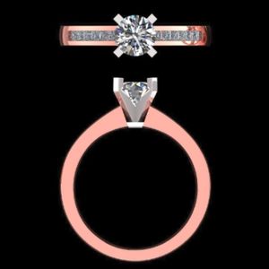 Anillo de compromiso de diamante redondo brillante con banda de boda curva a juego en oro macizo, conjunto de joyería fina hecha a mano. - Product Image 3