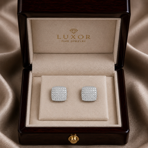 Natural Diamond Stud Earrings 0.50 Ct in 10K White Gold | Cushion <b>Cluster</b> Diamond Earrings | Elegant Jewelry for Women Gift - Product Image 3