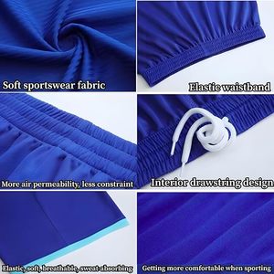 Ensemble de maillot de football personnalisé pour homme, grande taille, respirant, bleu marine, col en V, manches courtes, évacuation de l'humidité, polyester/coton - Product Image 4