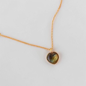 Natural Labradorite Heart Shape Pendant Necklace Gold Plated Brass Bezel Set Handmade Gemstone Necklace for Women - Product Image 1