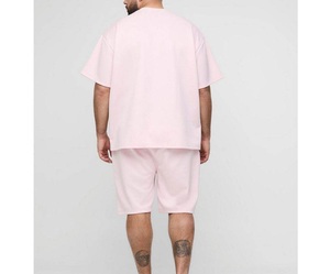 Ensemble short et t-shirt décontracté grande taille pour homme, couleur unie, léger, respirant, réversible, séchage rapide, col rond, taille élastique - Product Image 3