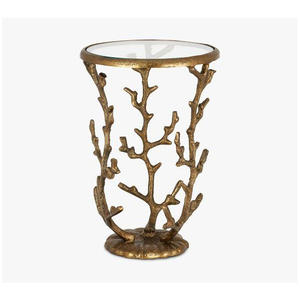 Table d'appoint moderne en aluminium décoratif avec plateau en verre trempé, table d'appoint design pour la décoration de la maison - Product Image 4