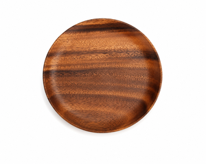 Assiette de service en bois d'acacia naturel, assiette ronde en bois faite à la main, vaisselle écologique - Product Image 1