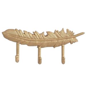 Gancho de pared con forma de pluma dorada, ganchos de pared de hierro únicos, perchero de pared para colgar abrigos, sombreros y bolsos, organizador para el hogar - Product Image 1