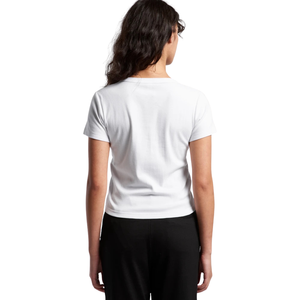 Camiseta de algodón de manga corta con cuello redondo para mujer, ajuste ceñido, estampado en el pecho, espalda lisa, casual, venta al por mayor, OEM, B2B - Product Image 1