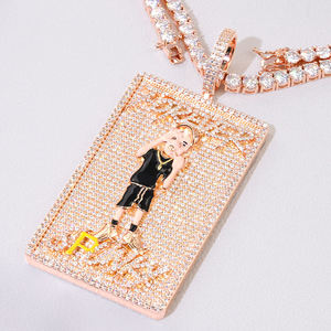 จี้ห้อยคอ CONCEPTION Factory รุ่น Initial ประดับเพชรโมอิสซาไนต์ VVS ชุบทอง พร้อมสร้อยคิวบา 3 มิติ สลักชื่อได้ตามสั่ง สไตล์ฮิปฮอป GRA - Product Image 3