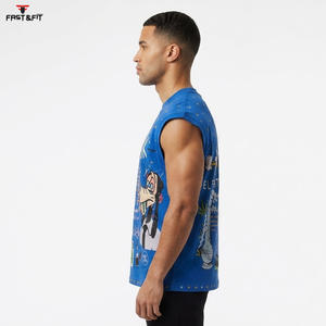 Débardeur en polyester tricoté avec logo personnalisé, style sportif estival, respirant, séchage rapide, anti-boulochage, coupe ample, sans manches - Product Image 3