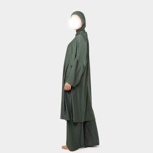 Women's Full Length Hooded Modest Set Solid Color Long Sleeve Loose Fit Breathable Woven Clothing All Seasons Minimalist Style - Product Image 2