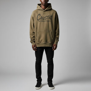 Sudadera con capucha de doble capa OEM Streetwear, estilo vintage, lavado ácido, dobladillo sin rematar, algodón, oversize, hip-hop, personalizada para hombre - Product Image 2