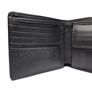 Portefeuille court homme en cuir véritable léger de haute qualité, pliable, avec logo personnalisé, en polyester durable, fabriqué en usine, prix de gros 2026 - Product Image 2