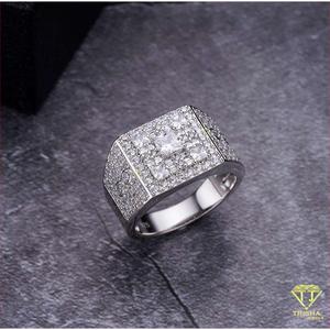 Anillo de Lujo para Hombre con Diamante Cultivado en Laboratorio, Plata 925, Diseño Cuadrado con Detalles, para Compradores de Joyería al Por Mayor - Product Image 2
