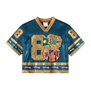 Maillot de football américain sur mesure pour femme DROGEN EXPORT, style vintage, broderie lourde, tissu en maille, sans manches, col rond, sport - Product Image 1