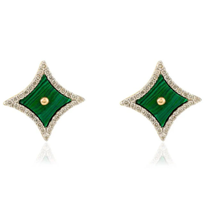 18K White Gold Ruby and Sapphire Stud Earrings with Sparkle Geometric Design - Product Image 2