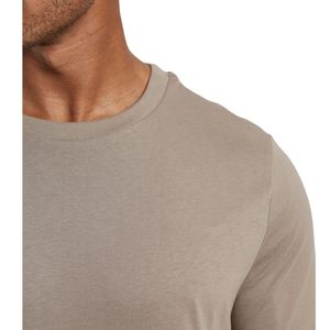 เสื้อยืดสีเบจเรียบง่ายสำหรับผู้ชาย ผ้าฝ้าย สกรีนโลโก้ได้ ออกกำลังกาย ฟิตเนส ลำลอง แขนสั้น เสื้อยืดพื้นฐาน ขายส่ง OEM เสื้อเปล่า - Product Image 5