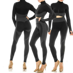 Ensemble de yoga pour femmes au design unique et à prix abordable, service OEM, vêtements de sport, logo à carreaux sur le devant, respirant, séchage rapide, 2 pièces - Product Image 6