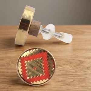 Handmade Brass Heart Shape Drawer Knob Red Woven Design Modern Furniture Handle Easy Installation Dresser Cabinet Villa Use - Product Image 1