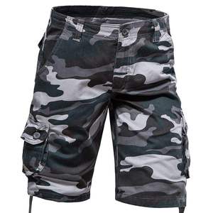 Shorts cargo mi-longs pour homme, taille mi-haute, 6 poches, en tissu peigné, imprimés et brodés, style camouflage, décontractés, grande taille, pour l'été et l'extérieur - Product Image 1