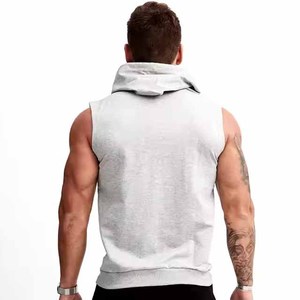 Top Selling Custom Sweatshirt Men's <b>Sleeveless</b> Zipper Hoodie with Pattern Solid Color Dye Wholesale Gym <b>Hoodies</b> Winter - Product Image 6