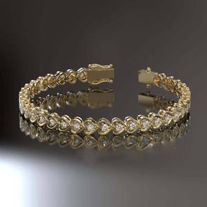 Pulsera de tenis de plata de ley con forma de corazón, cadena de mano de lujo estilo hip hop, joyería fina brillante para mujer - Product Image 1